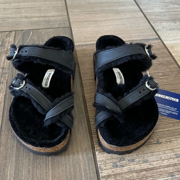 Birkenstock Mayari Shearling Natural Leather Oiled sandals size 6 - Picture 3 of 12